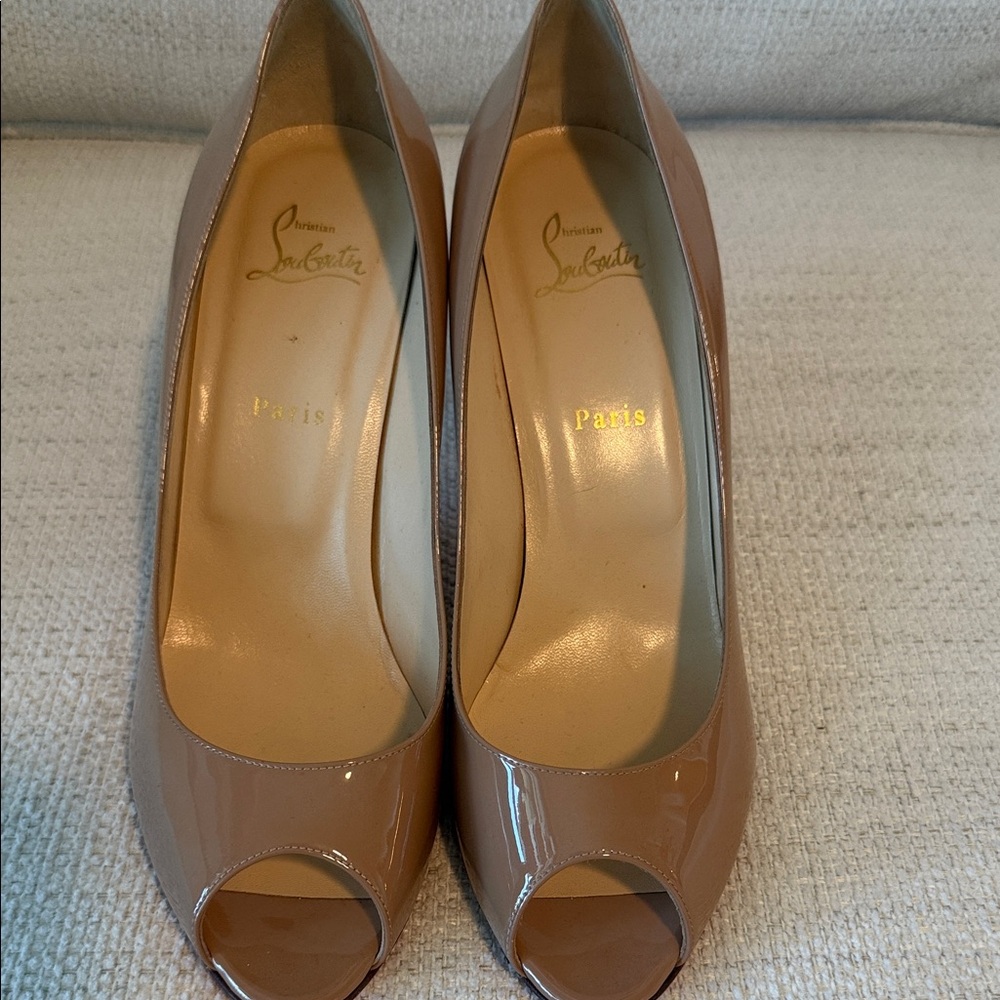 Christian Louboutin Nude Peep Toe Heels Worn Once